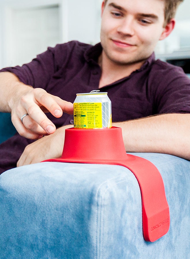 CouchCoaster - Original & Patented Armrest Couch Cup Holder, Rosso Red - A Weighted, Silicone, Anti Slip Coaster Stops Spills On Your Sofa, Armchair Or Recliner & Keeps Drinks in Reach Rossa Red One size fits all - Image 3