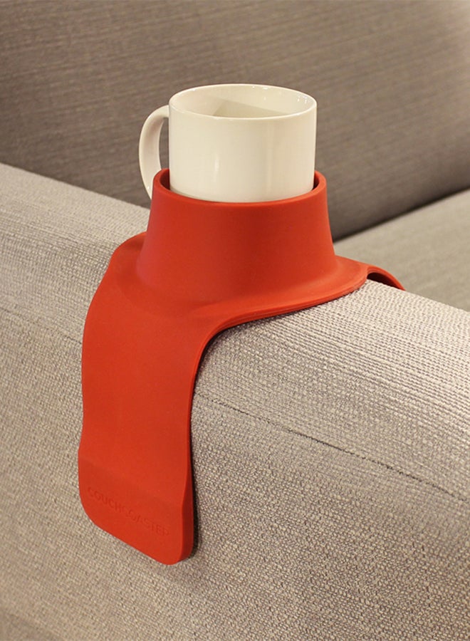 CouchCoaster - Original & Patented Armrest Couch Cup Holder, Rosso Red - A Weighted, Silicone, Anti Slip Coaster Stops Spills On Your Sofa, Armchair Or Recliner & Keeps Drinks in Reach Rossa Red One size fits all - Image 4