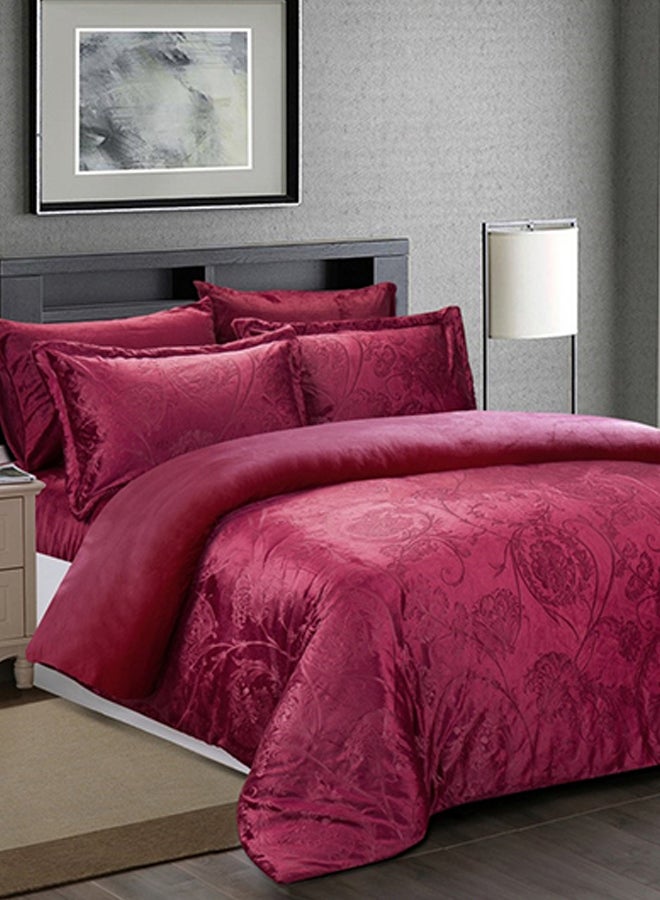 Valentini - 6-Piece Comforter Set Velvet Burgundy - Image 1