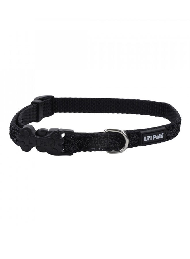 كوستال طوق ليل بالز مخصص للكلاب قابل للتعديل ومغطى بالجليتر أسود برَّاق 3/8بوصة