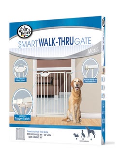 four paws Essential Walk Through Metal Gate White 30-34x30inch  - Image 2
