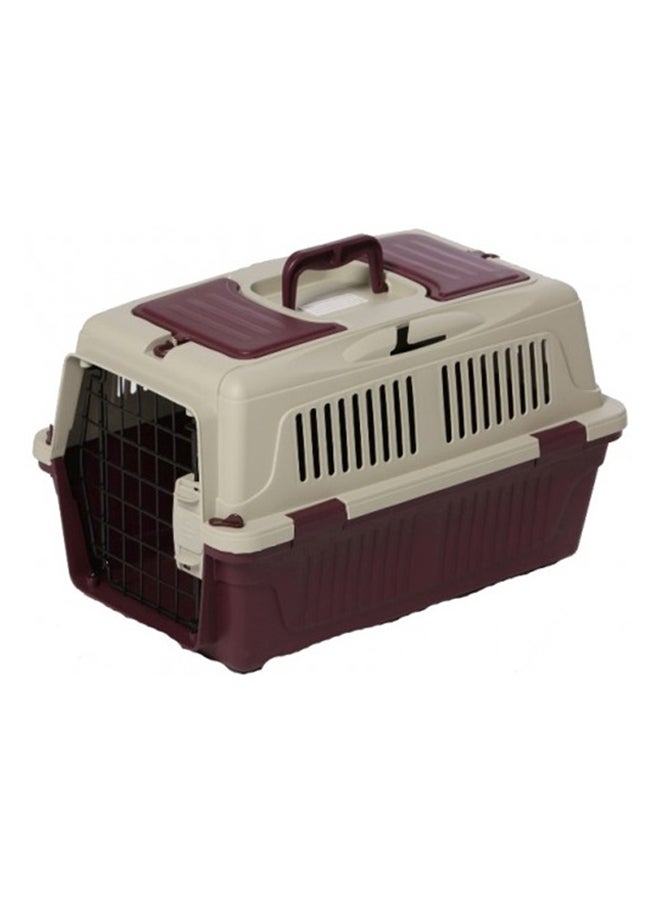 Nutra Pet Dog & Cat Carrier Box Closed Top Maroon/Beige 57x37x35cm