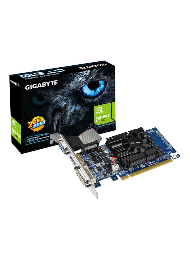 جيجابايت - بطاقة الرسومات جي فورس طراز GT610 أسود/ فضي - Image 1