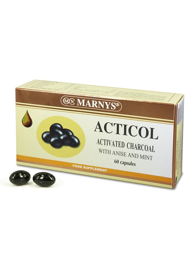 MARNYS - Pack Of 60 Acticol Activated Charcoal Capsules With Anise And Mint - Image 1