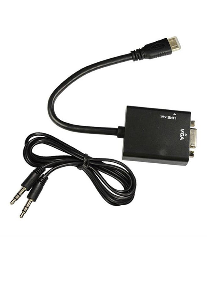 Microware Mini HDMI Male To VGA Female Sound With Cable Black
