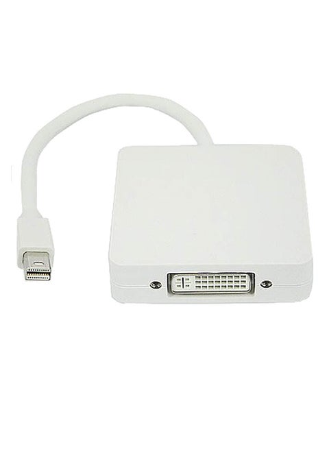 3-In-1 Mini Display Port To HDMI DVI Port Cable Adapter For Apple MacBook White