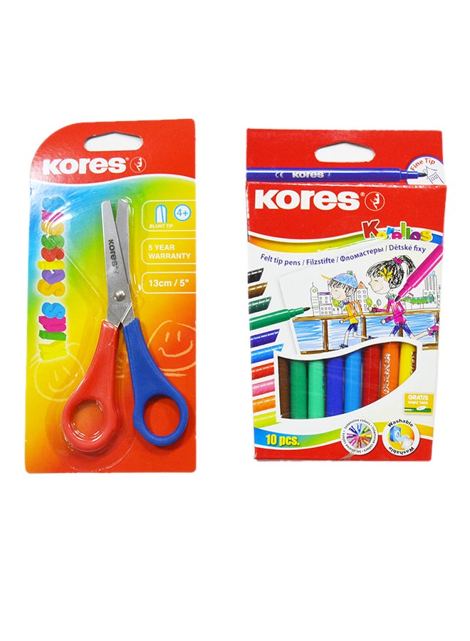 Kores Korello Fetltip Pen With Soft Grip Scissor Multicolour - Image 2