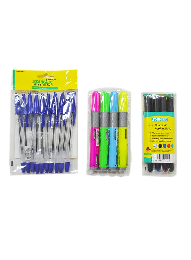 STANGER - Softgrip Highlighter With Permanent Marker And Ball Pen Multicolour - Image 1