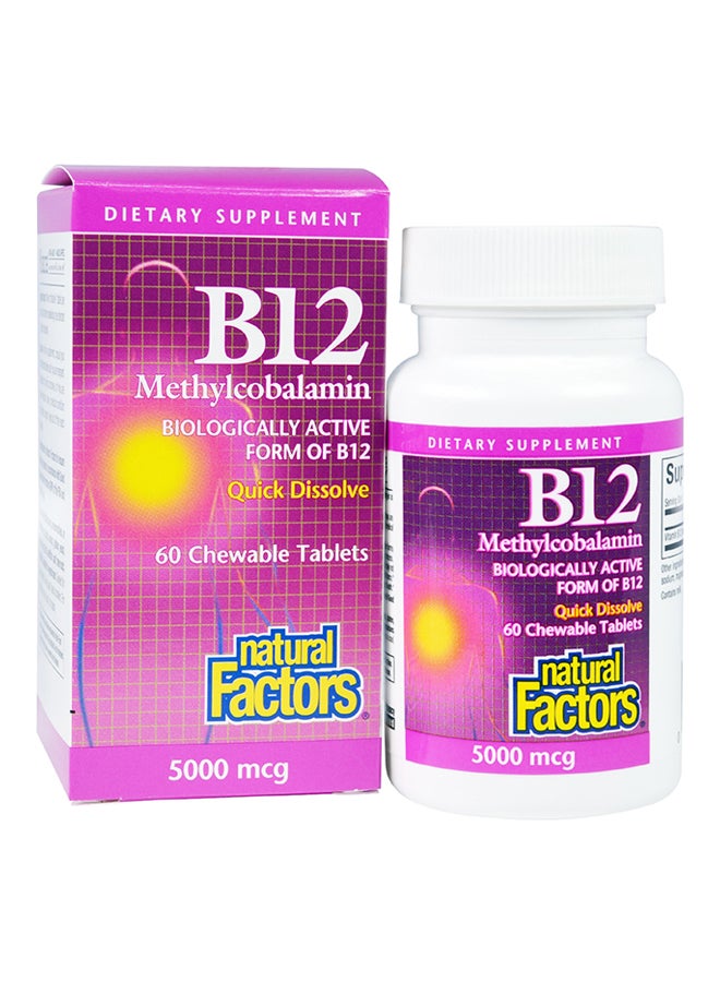 natural Factors B12 Methylcobalamin 60 Chewable Tablets - Image 1