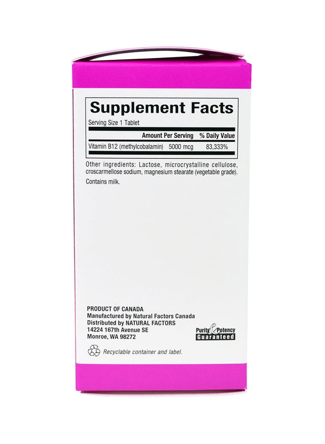 natural Factors B12 Methylcobalamin 60 Chewable Tablets - Image 2