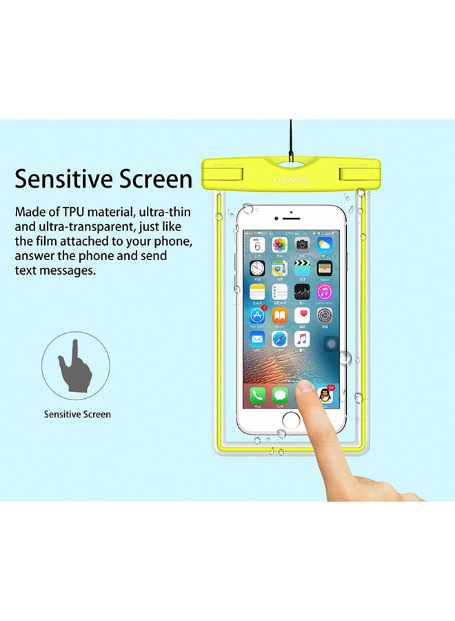 Usams Thermoplastic Polyurethane Waterproof Touch Screen Luminous Transparent Window Dry Bag Yellow/Clear - Image 3