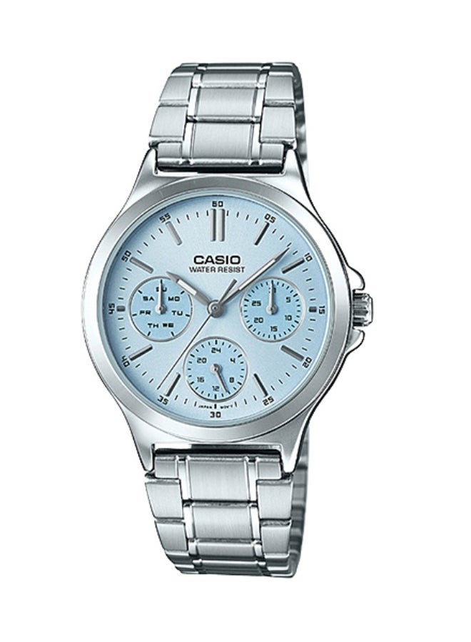 كاسيو ساعة يد إنتيسر كوارتز بعقارب طراز LTP-V300D-2AUDF - 34 مم - فضي للرجال - Image 1