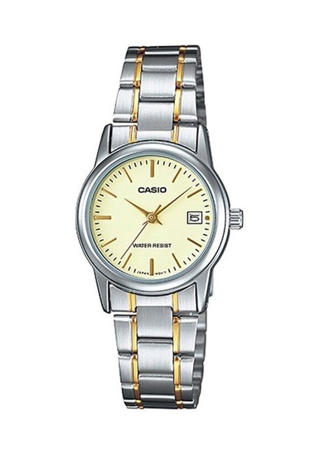 CASIO Women's Fabric Analog Quartz Watch LTP-V002SG-9AUDF - 25 mm - Silver/Gold - Image 1
