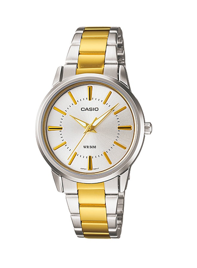 كاسيو ساعة يد كوارتز بعقارب بسوار من الإستانلس ستيل طراز LTP-1303SG-7AVDF - 36 مم - فضي/ذهبي للرجال - Image 1