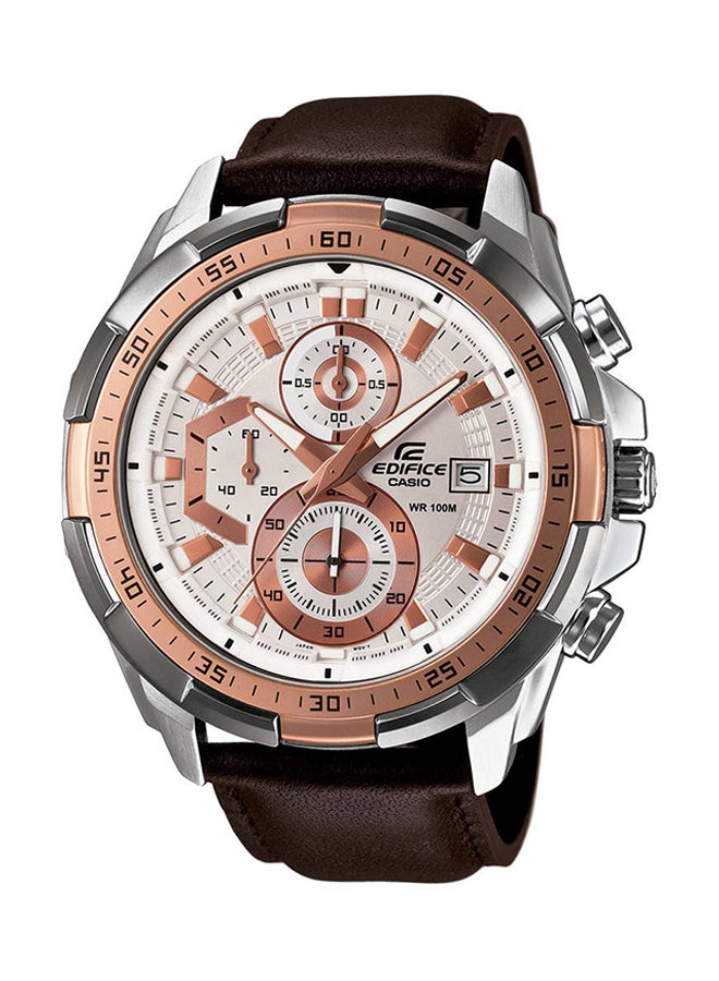 CASIO Men's Leather Chronograph Wrist Watch EFR 539L-7A - Image 1