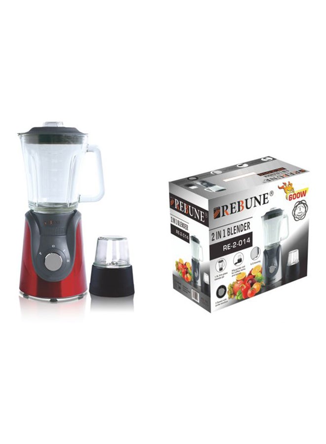 ريبون خلاط متعدد الوظائف 2 في 1 بقدرة 600 وات 1.5 L 600.0 W RE-2-014 رمادي/أحمر 