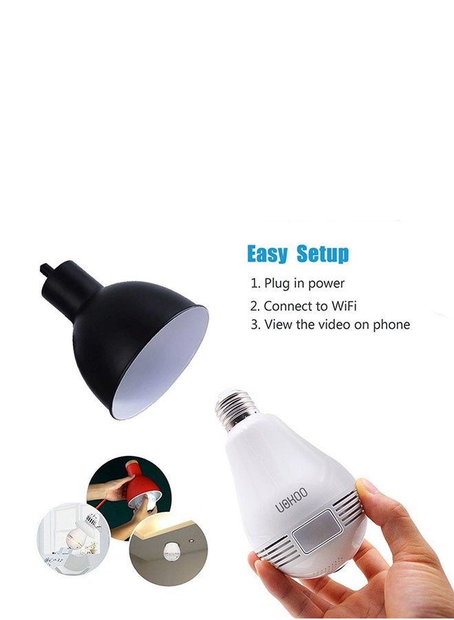 كاميرا مراقبة لاسلكية بانورامية بعدسات على شكل عين السمكة بزاوية 360 درجة مزودة بمصباح LED للأمان - Image 3