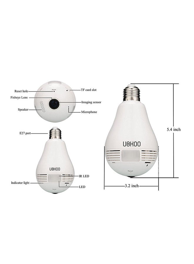 كاميرا مراقبة لاسلكية بانورامية بعدسات على شكل عين السمكة بزاوية 360 درجة مزودة بمصباح LED للأمان - Image 4