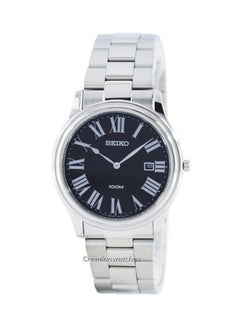 men Sapphire Crystal Round Shape Stainless Steel Analog Wrist Watch 38 mm - Silver - SQ-SKP347P1