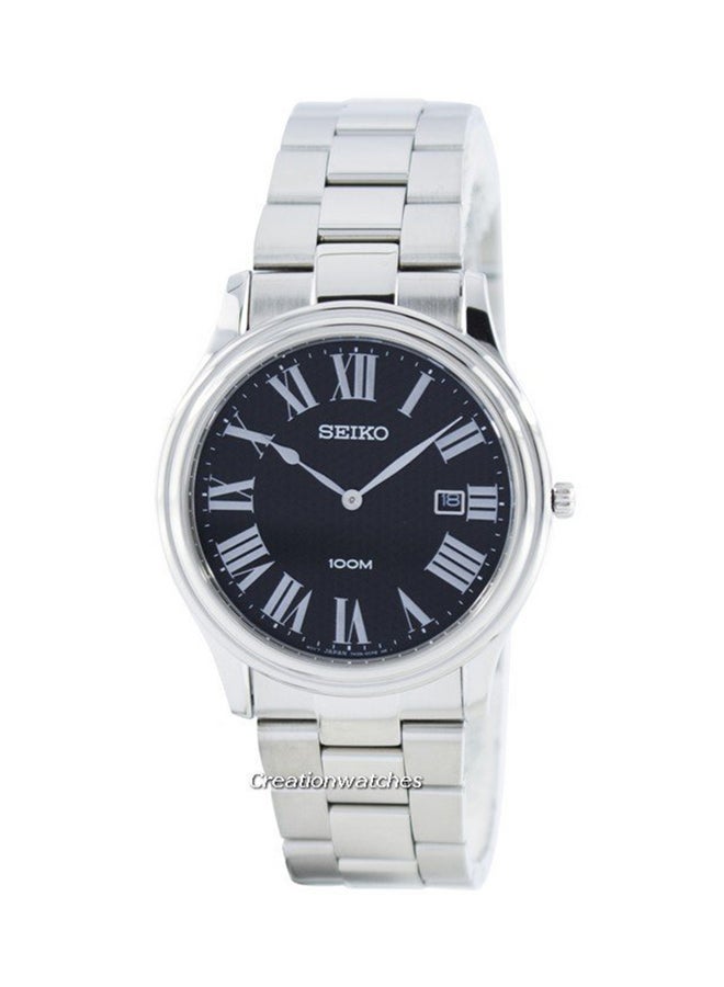 Seiko - men Sapphire Crystal Round Shape Stainless Steel Analog Wrist Watch 38 mm - Silver - SQ-SKP347P1 - Image 1