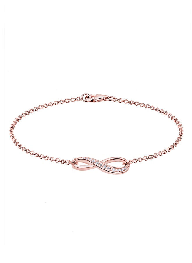 elli 925 Sterling Silver Cubic Zirconia Studded Infinity Bracelet - Image 1