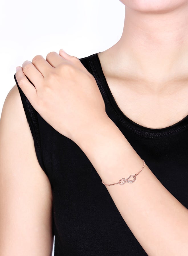 elli 925 Sterling Silver Cubic Zirconia Studded Infinity Bracelet - Image 4