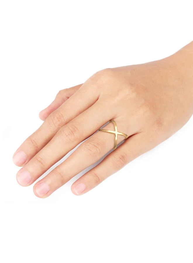 elli 925 Sterling Silver Crossed Gold Plated Ring