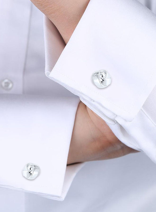 PAULO FANELLO - Knot Round Circle 925 Sterling Silver Cufflinks - Image 1