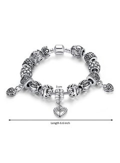 PEORA Silver Plated Heart Charms Pandora Style Bracelet  - Image 2