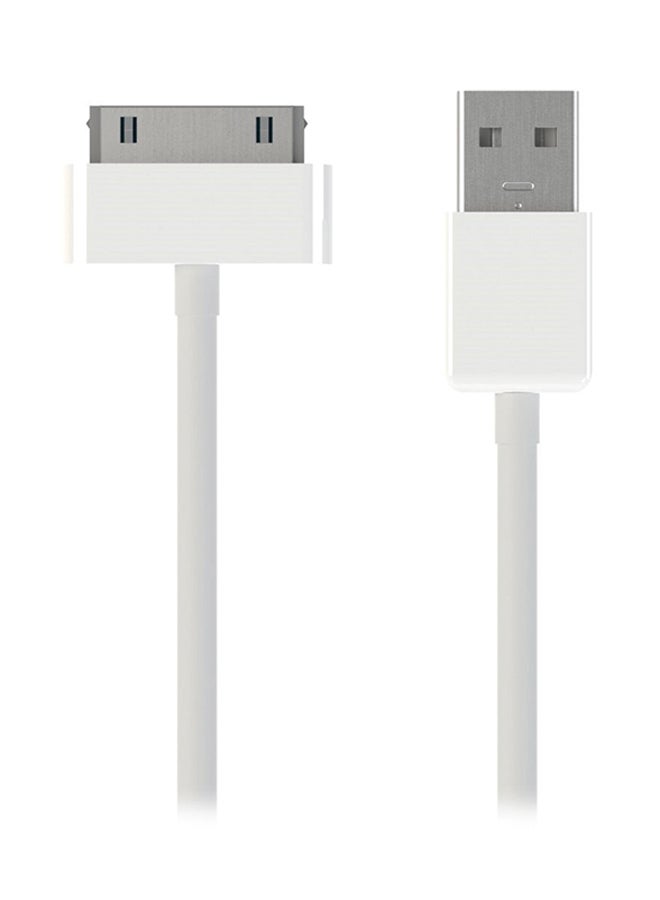 مجموعة من اثنين من كابل الشحن والمزامنة 30 سن إلى USB تناسب هواتف أيفون بعدد 30 سن وقاعدة التثبيت التي تناسب جميع الأجهزة وأجهزة الآيبود والآيفون والآيباد أبيض