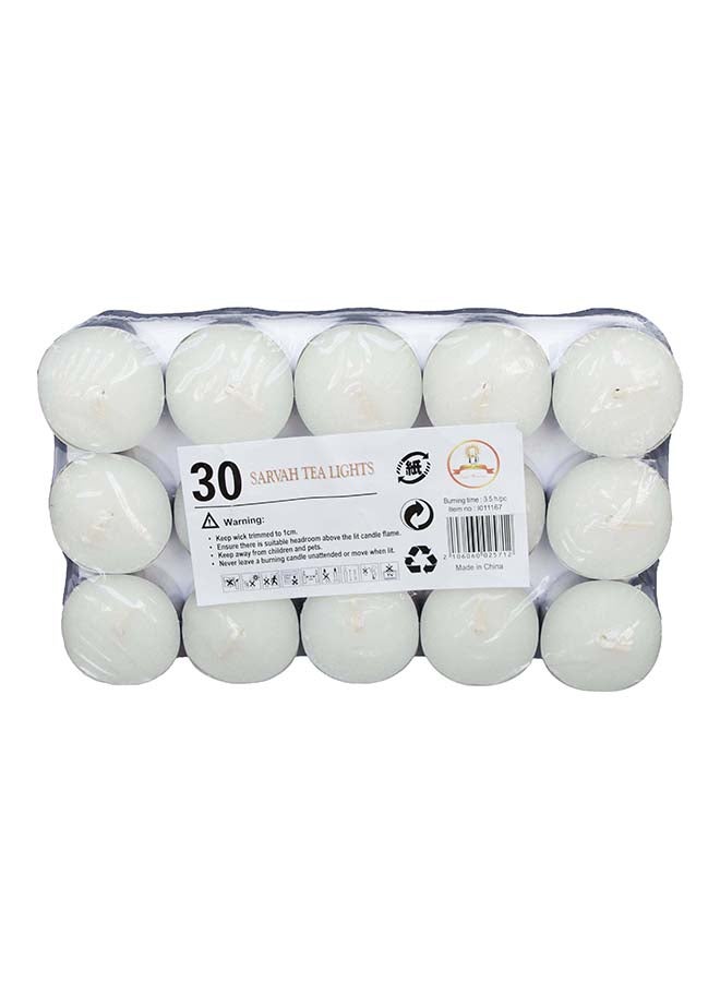 مجموعة شموع الشاي الخفيفة والمكونة من 30 قطعة عديمة الرائحة أبيض 11X18.5X2.5Ø³Ù†ØªÙŠÙ…ØªØ±
