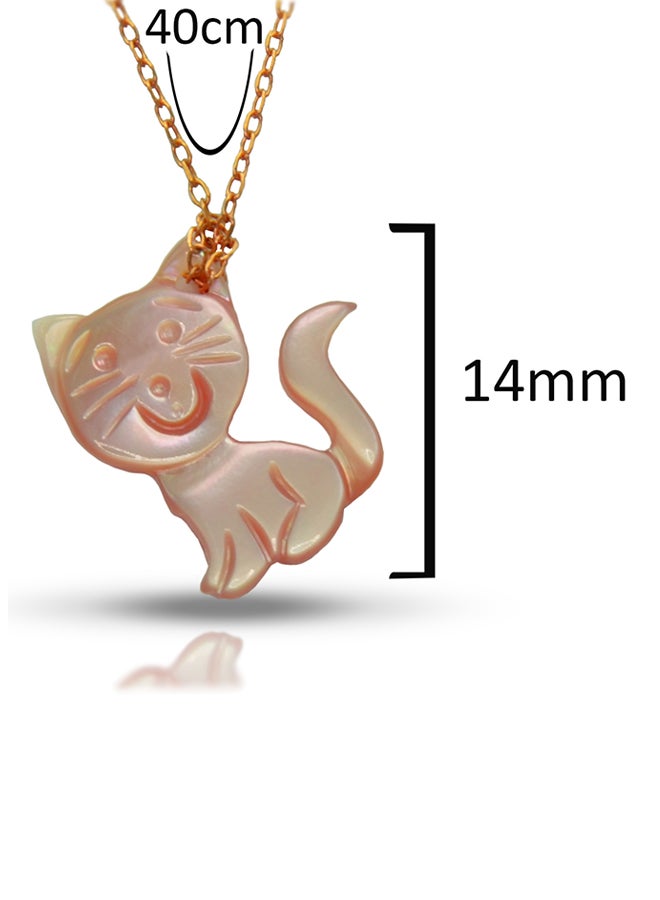 Vera Perla - 18 Karat Gold Kitty Design Mother Of Pearl Necklace - Image 1