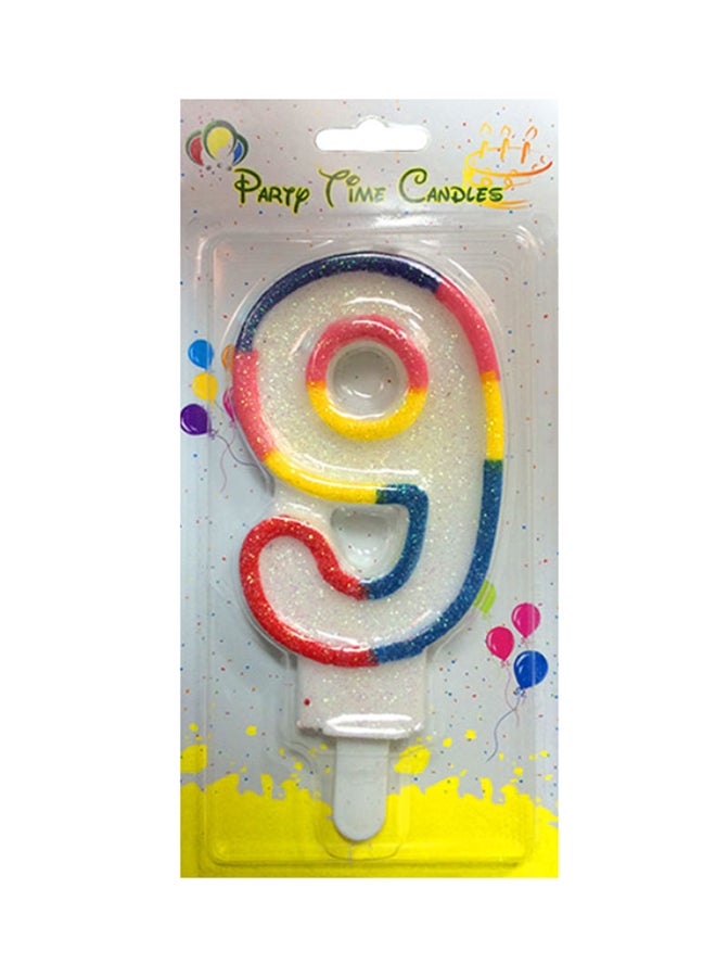 Party Time Candles - Number 9 Decorative Birthday Candle - Image 1