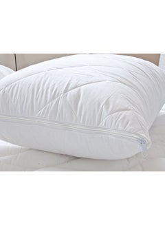 2-Piece Quilted Pillow Protector Set Cotton Blend White 50x75cm - v1516171924/N13133644A_1