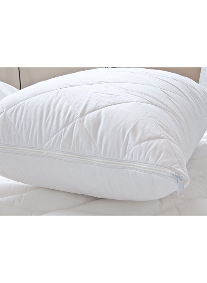 Regency 2-Piece Quilted Pillow Protector Set Cotton Blend White 50x75cm 