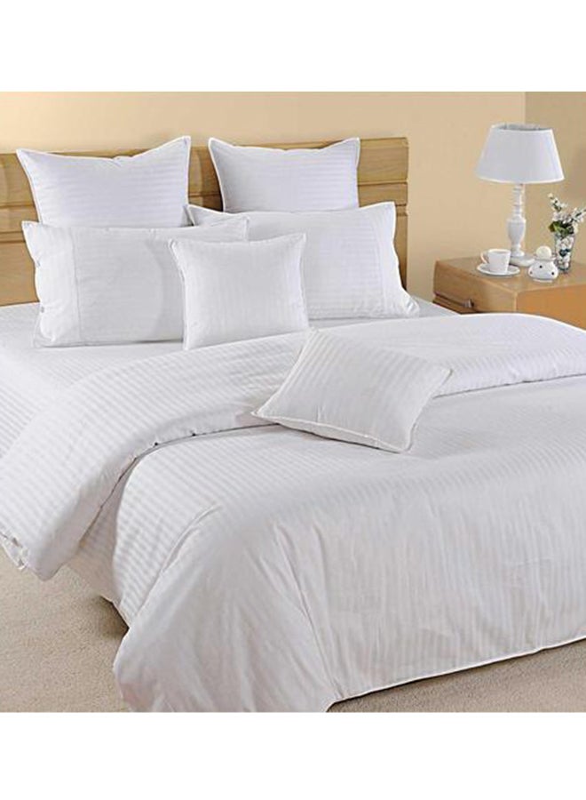 Hotel Linen Striped Duvet Cover Cotton White 245x245cm - v1516171955/N13133702A_1