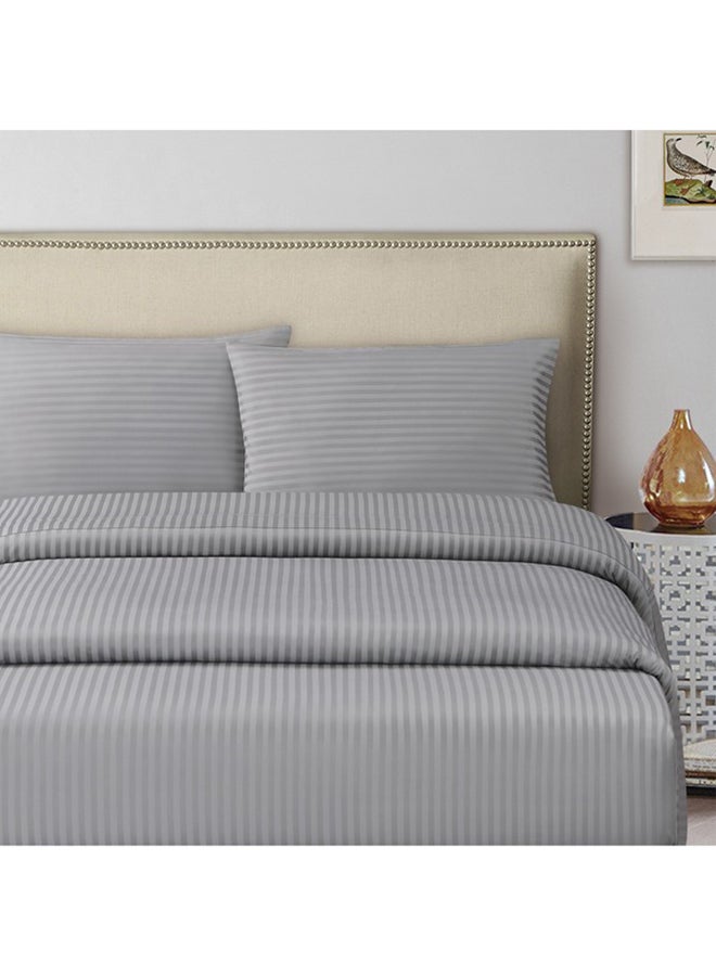 Hotel Linen Klub 2-Piece Striped Bed Sheet Set Single Cotton Grey 