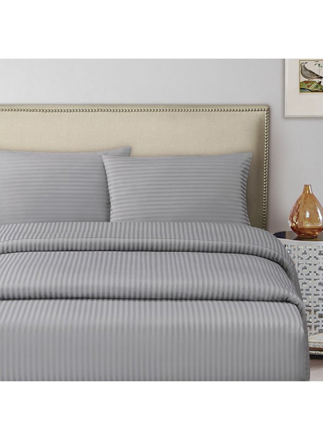 Hotel Linen Single Duvet Cover  100% Cotton 250TC 1cm Stripe Cotton Silver 165x225cm - v1516171987/N13133744A_1