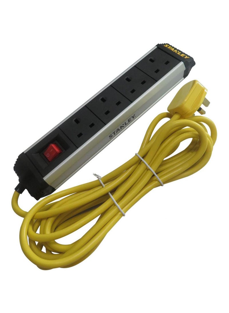 Stanley Rugged Power Bar With 4 Sockets Cable Black/Yellow  - Image 1