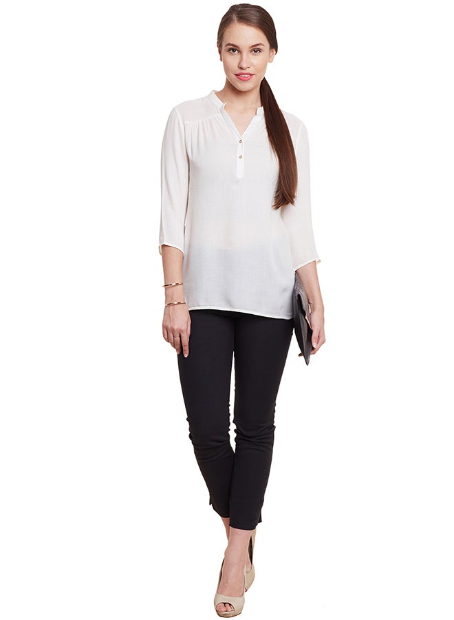 THE VANCA Front Button Down Top White  - Image 4