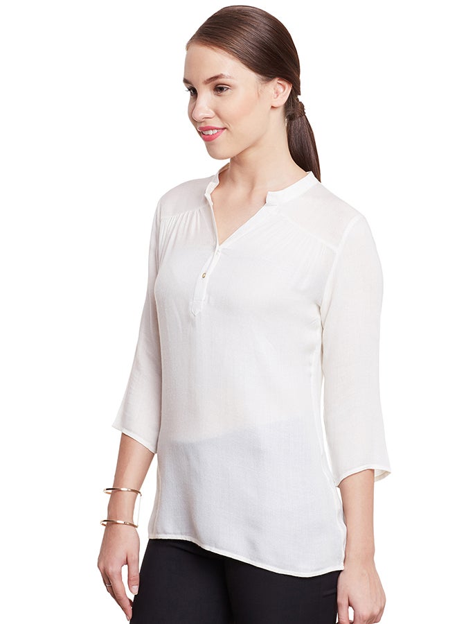THE VANCA Front Button Down Top White  - Image 3