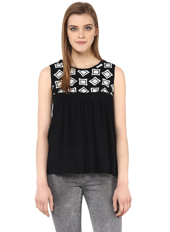 THE VANCA - Sleeveless Printed Top Black - Image 1