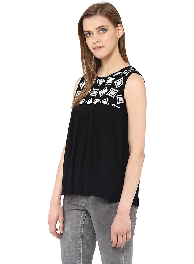 THE VANCA - Sleeveless Printed Top Black - Image 1