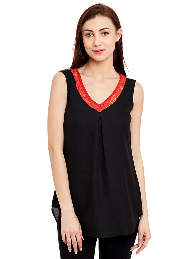 THE VANCA V Neck Casual Top Black - Image 1