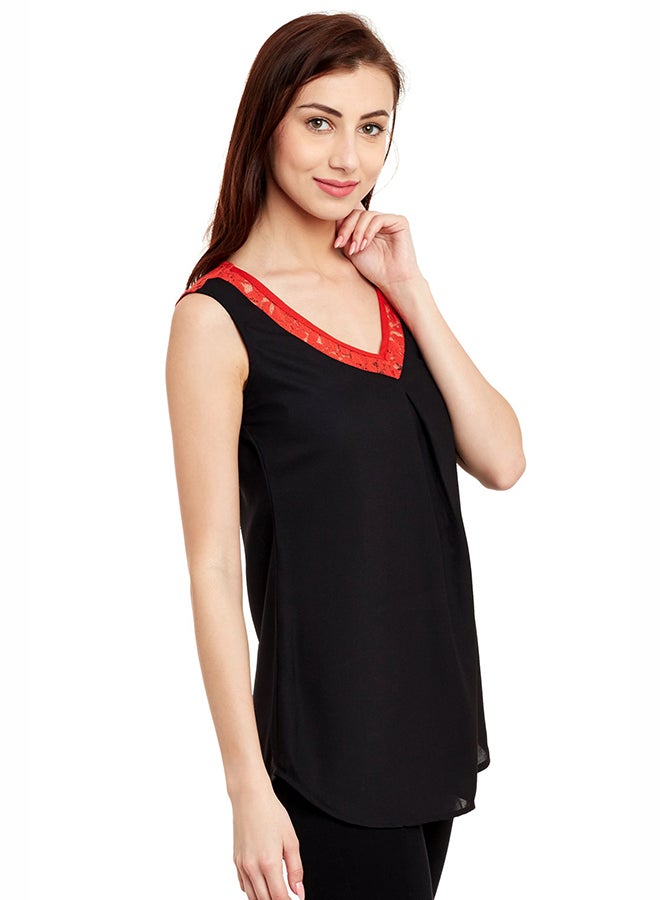 THE VANCA V Neck Casual Top Black - Image 3