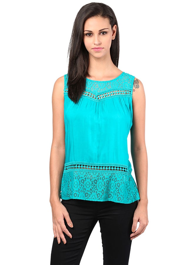 THE VANCA - Casual Lace Top Teal - Image 1