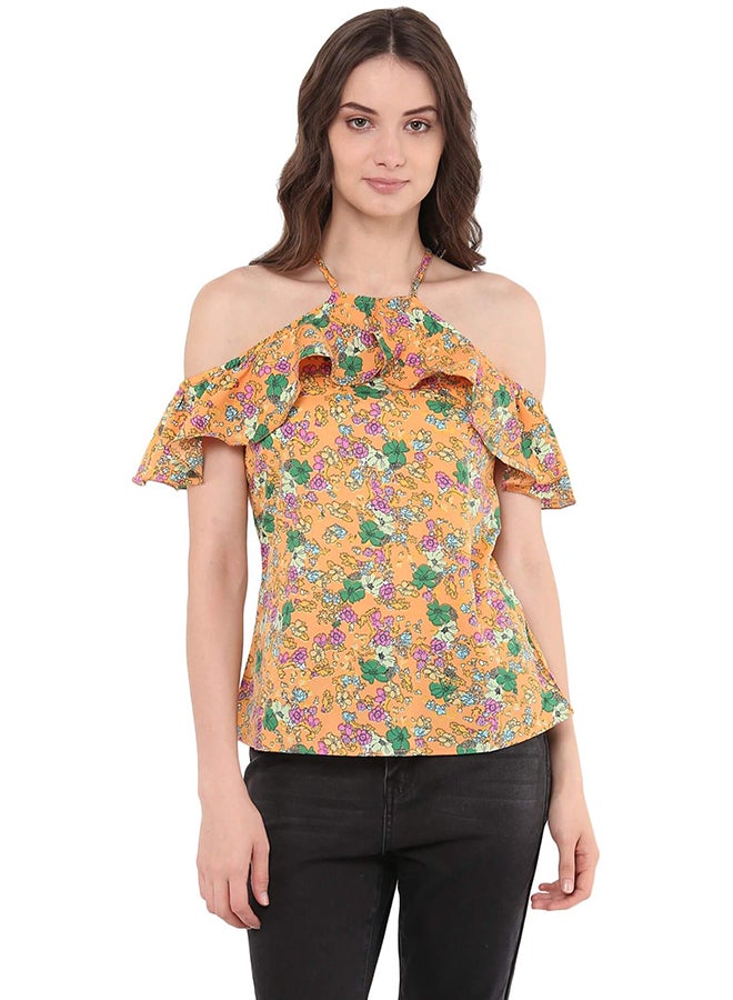 THE VANCA Cold Shoulder Printed Top Multicolour  - Image 1