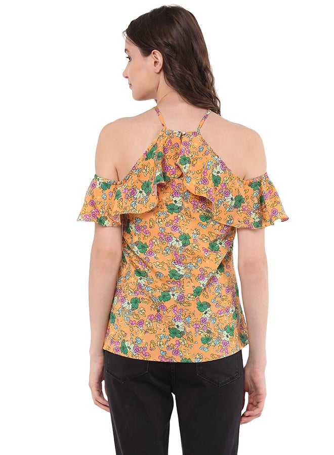 THE VANCA Cold Shoulder Printed Top Multicolour  - Image 2
