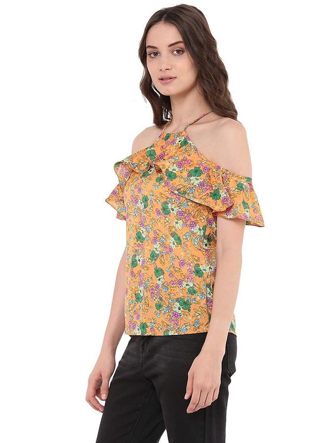 THE VANCA Cold Shoulder Printed Top Multicolour  - Image 3