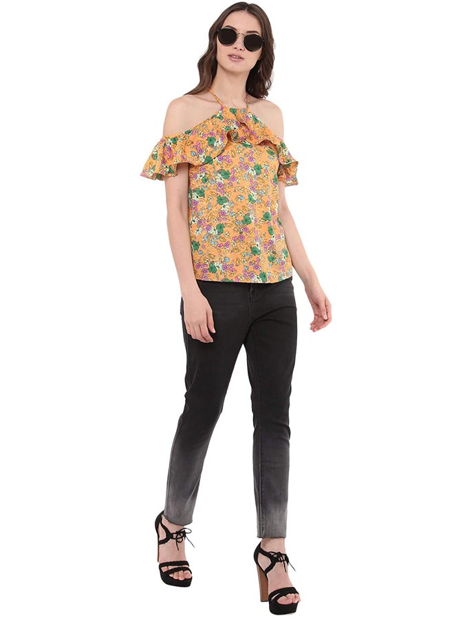 THE VANCA Cold Shoulder Printed Top Multicolour  - Image 4